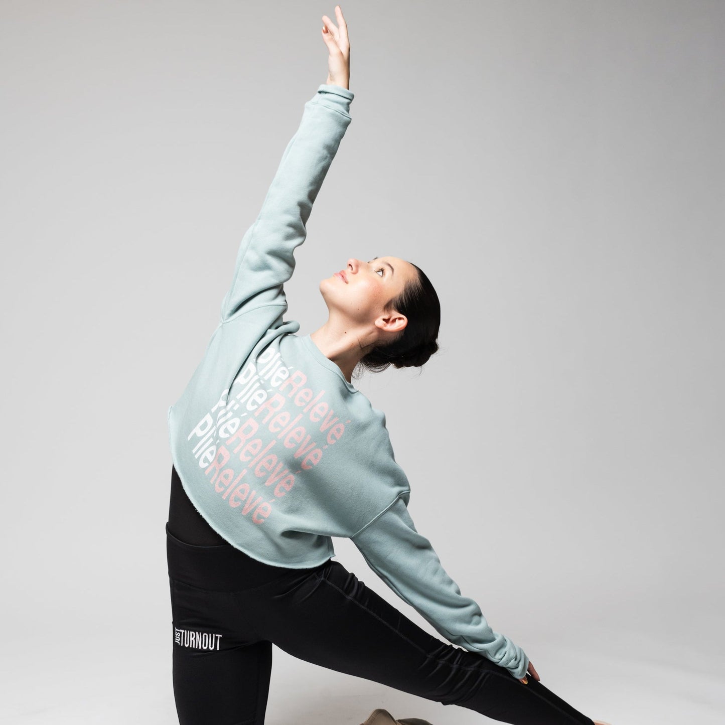 Plié Relevé Crop Crew Fleece - Dusty Blue Green - Fudge Dance ApparelWomens sweatshirts