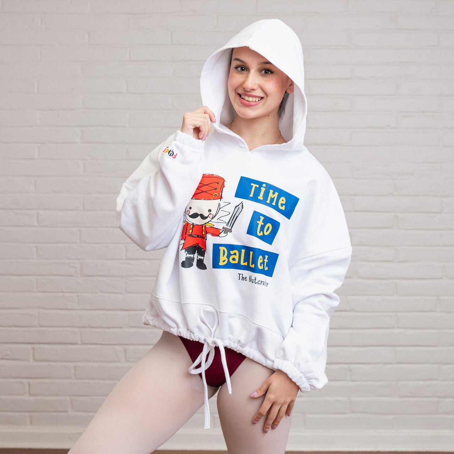 TIME TO BALLET Cropped Oversize Hooded Sweatshirt - Fudge Dance Apparelhoodies
