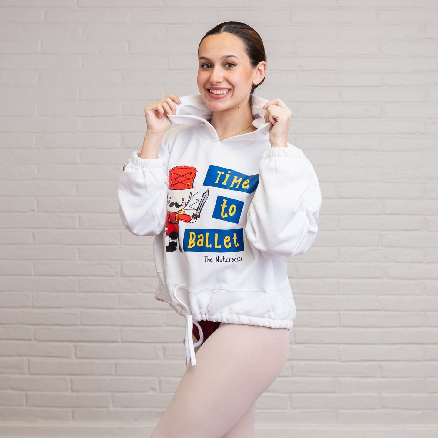 TIME TO BALLET Cropped Oversize Hooded Sweatshirt - Fudge Dance Apparelhoodies