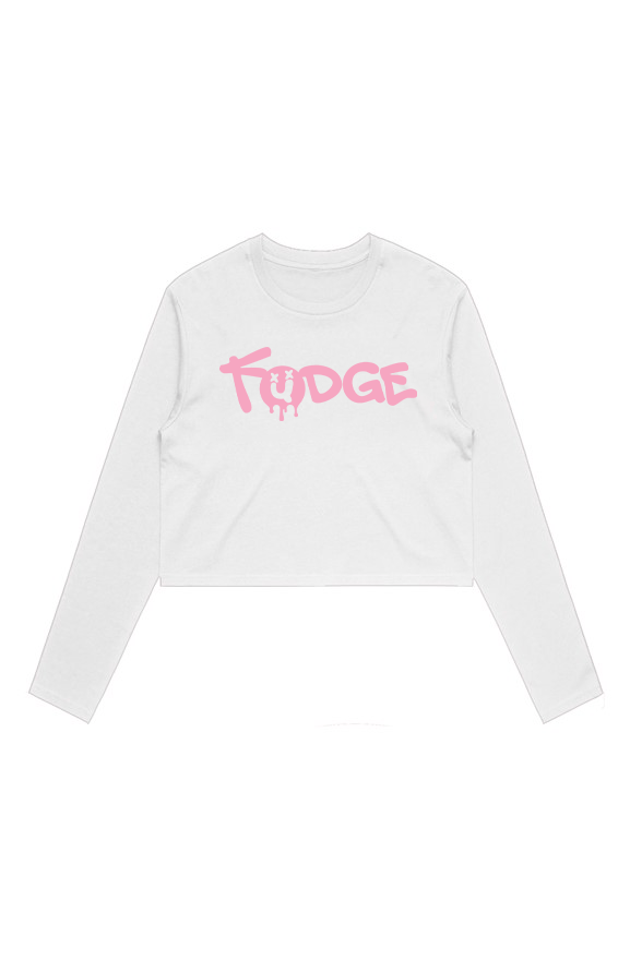 FUDGE Women’s Cropped Long Sleeve Top - White - Fudge Dance Apparellong sleeve
