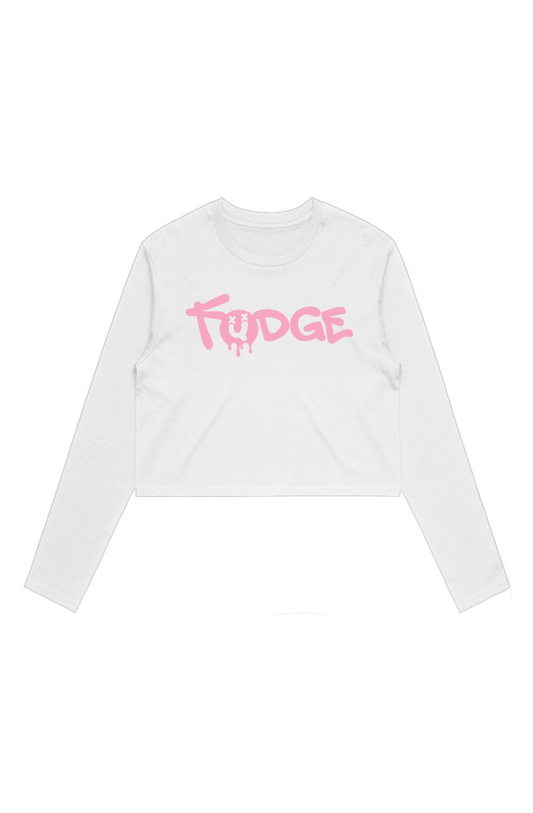 FUDGE Women’s Cropped Long Sleeve Top - White - Fudge Dance Apparellong sleeve