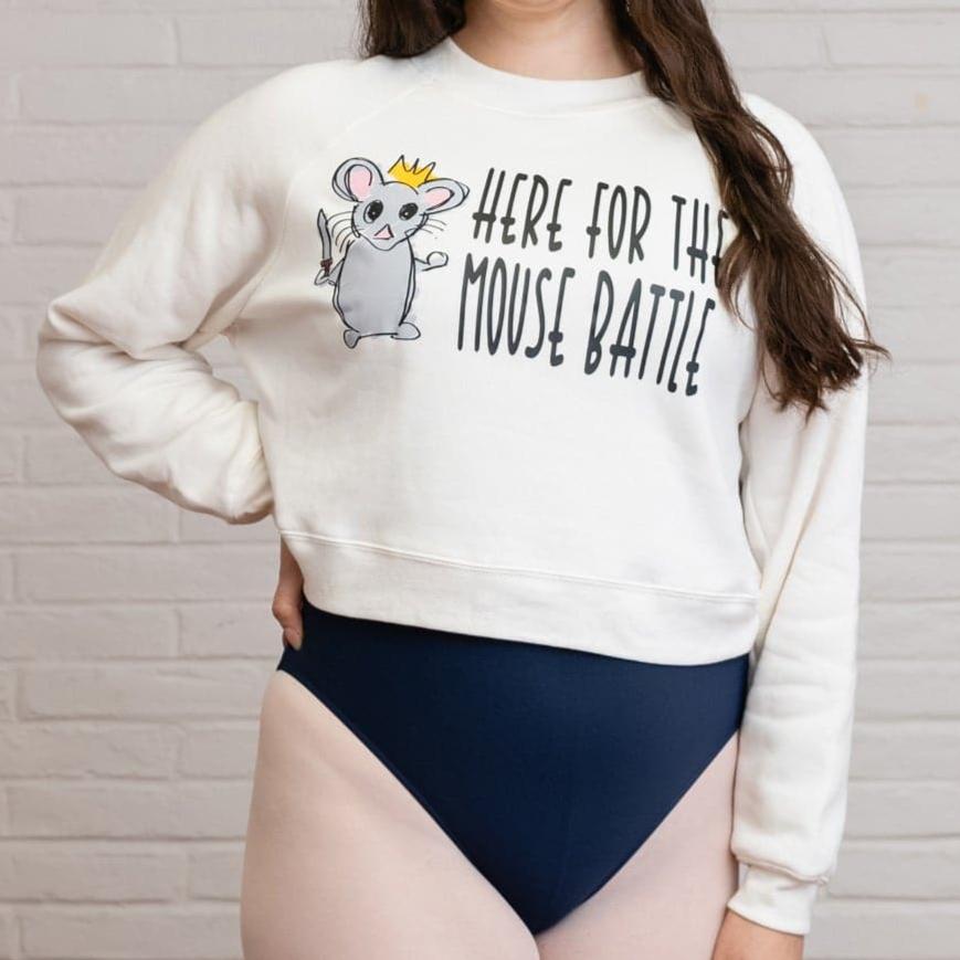 HERE FOR THE MOUSE BATTLE Raglan Pullover Fleece Sweatshirt - Fudge Dance Apparelsweatshirts
