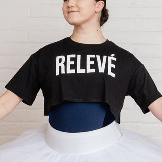 RELEVE Women's Fitness Workout Crop Top Short Sleeve Black - Fudge Dance Apparelwomen's tops