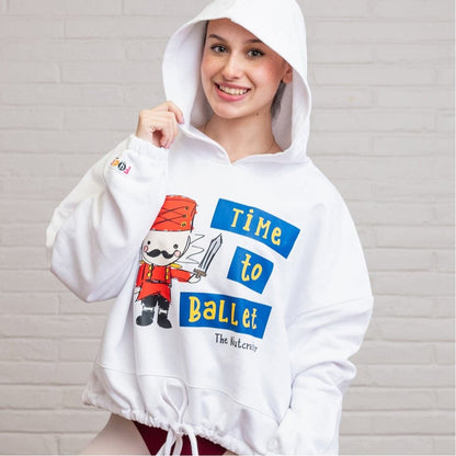 TIME TO BALLET Cropped Oversize Hooded Sweatshirt - Fudge Dance Apparelhoodies